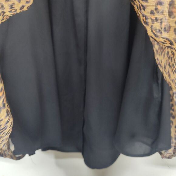 Cece Blouse Top Women Size M Brown Leopard Chiffon Off Shoulder Lined Feminine - Picture 5 of 8